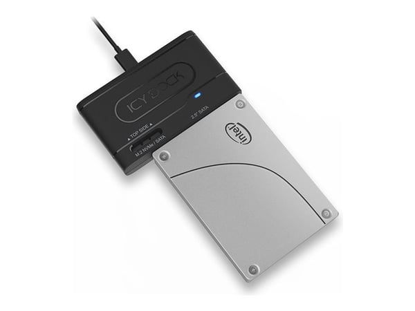 ICY DOCK EZ-adapter MB104U-1SMB - Lagringskontroll - 2,5", M.2 - M.2-kort (PCIe NVMe & SATA) / SATA SSD - USB 3.2 (Gen 2) - sortering
