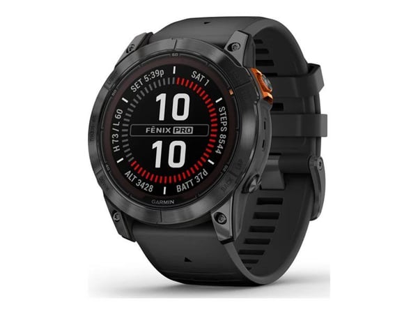 Garmin Fenix 7X Pro - Solar Edition - 51 mm - skifergrå - Ja sportsur med bånd - silikon - svart - håndleddstørrelse: 127-210 mm - display 1.4" - 3...