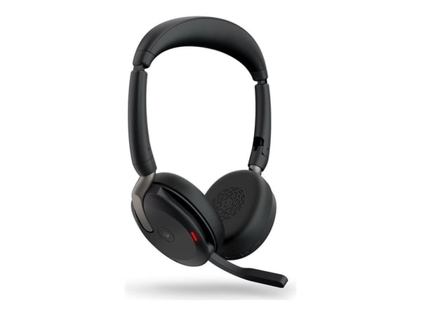 Jabra Evolve2 65 Flex MS Stereo - Hodesett - on-ear - Bluetooth - trådløs - aktiv støydemping - USB-A - svart - med trådløs ladepute - Certified fo...