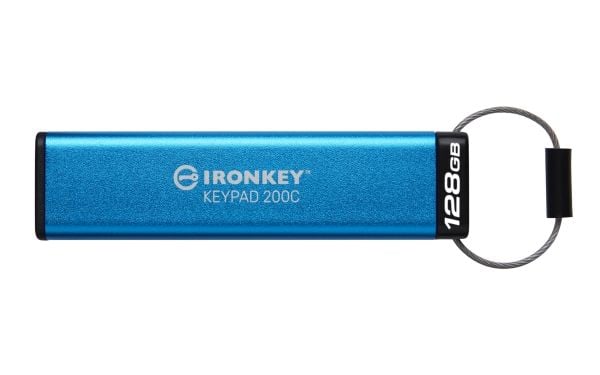 Kingston IronKey Keypad 200C - USB-flashstasjon - kryptert - FIPS 140-3 Level 3 - 128 GB - USB-C 3.2 Gen 1