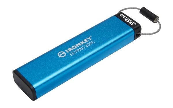 Kingston IronKey Keypad 200C - USB-flashstasjon - kryptert - FIPS 140-3 Level 3 - 32 GB - USB-C 3.2 Gen 1