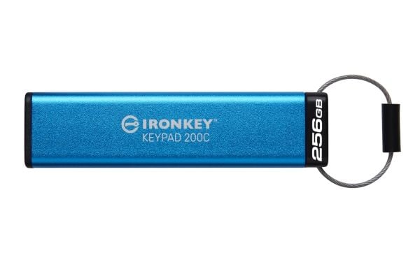 Kingston IronKey Keypad 200C - USB-flashstasjon - kryptert - FIPS 140-3 Level 3 - 256 GB - USB-C 3.2 Gen 1