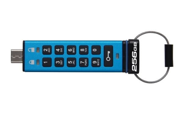 Kingston IronKey Keypad 200C - USB-flashstasjon - kryptert - FIPS 140-3 Level 3 - 256 GB - USB-C 3.2 Gen 1