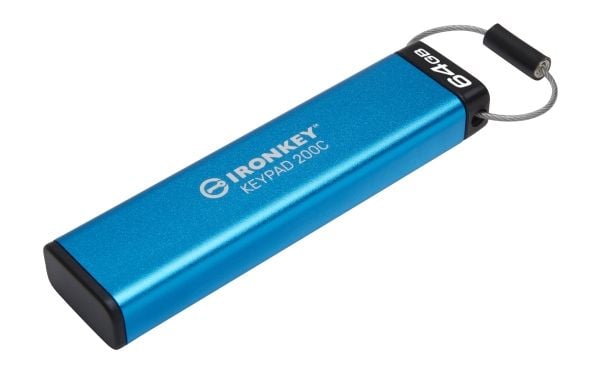 Kingston IronKey Keypad 200C - USB-flashstasjon - kryptert - FIPS 140-3 Level 3 - 64 GB - USB-C 3.2 Gen 1
