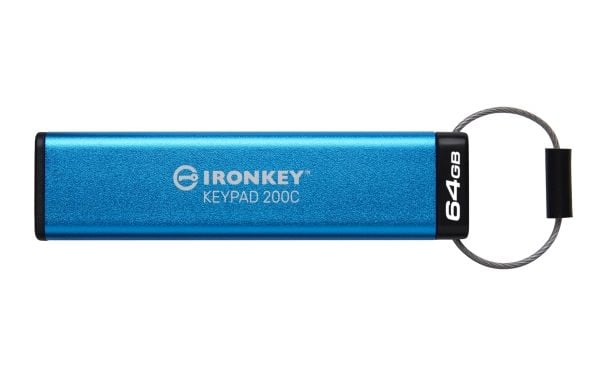 Kingston IronKey Keypad 200C - USB-flashstasjon - kryptert - FIPS 140-3 Level 3 - 64 GB - USB-C 3.2 Gen 1