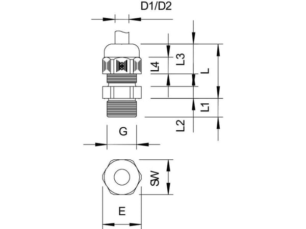 Kabelgenomföring PG36 Perfect V-TEC, ljus grå