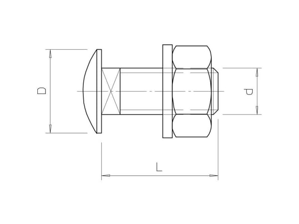 Platt rundskruv FRS 8x20 F med bricka och mutter (6406971)