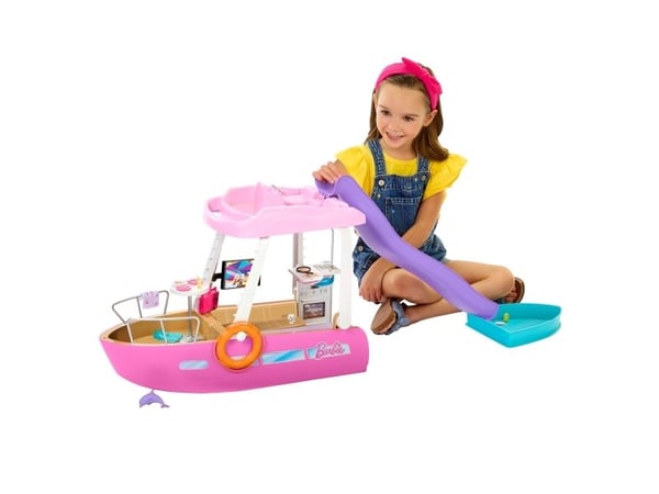 Barbie Dream Boat-lekesett med basseng, rutsjebane og over 20 deler tilbehør, Dukkebåt, 3 år, 2,03 kg