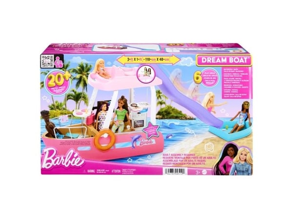 Barbie Dream Boat-lekesett med basseng, rutsjebane og over 20 deler tilbehør, Dukkebåt, 3 år, 2,03 kg
