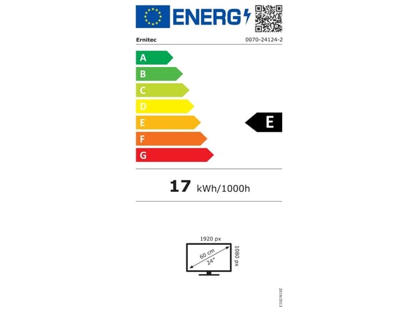 Ernitec 0070-24124-2, 61 cm (24"), 1920 x 1080 pikseliä, Fuld HD, LED, 5 ms, Sort