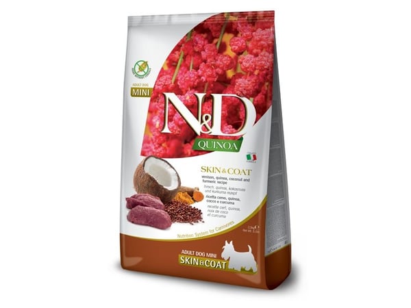 FARMINA N&D Quinoa Dog Skin&Coat Venison, Coconut Adult Mini - tørfoder til hunde - 2.5 kg
