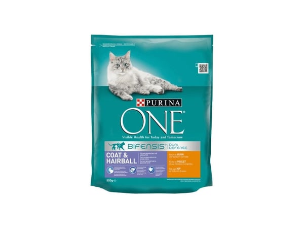 Purina ONE COAT & HAIRBALL RICH IN CHICKEN, Vuxen, Kyckling, 800 g