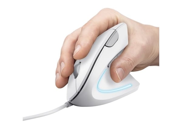 Trust Verto - Vertikal mus - ergonomisk - høyrehendt - optisk - 6 knapper - kablet - USB 2.0 - hvit