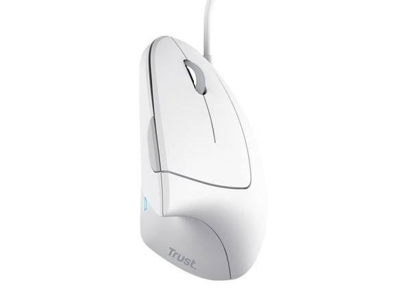Trust Verto - Vertikal mus - ergonomisk - høyrehendt - optisk - 6 knapper - kablet - USB 2.0 - hvit