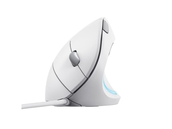 Trust Verto - Vertikal mus - ergonomisk - høyrehendt - optisk - 6 knapper - kablet - USB 2.0 - hvit