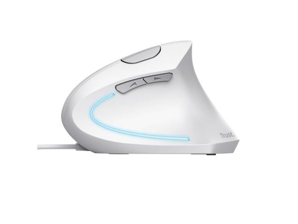 Trust Verto - Vertikal mus - ergonomisk - høyrehendt - optisk - 6 knapper - kablet - USB 2.0 - hvit