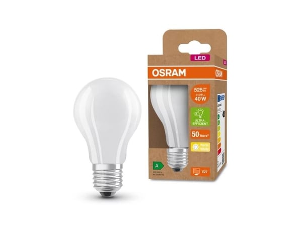 OSRAM - LED-filamentlyspære - form: A60 - mattslipt finish - E27 - 2.5 W (ekvivalent 40 W) - klasse A - varmt hvitt lys - 3000 K