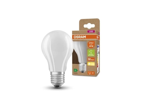 OSRAM - LED-filamentlyspære - form: A60 - mattslipt finish - E27 - 2.5 W (ekvivalent 40 W) - klasse A - varmt hvitt lys - 3000 K