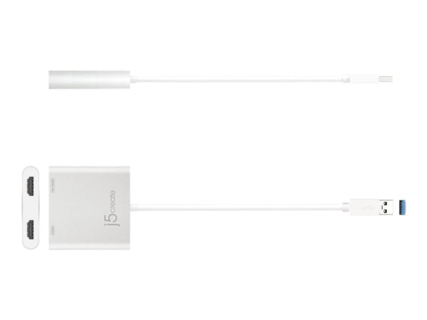 j5create JUA365 - Video adapter - 24 pin USB-C hann til HDMI hunn - 20 cm - sølv - 4 K 30 Hz (3840 x 2160) støtte, 2048 x 1152 støtter 60 Hz