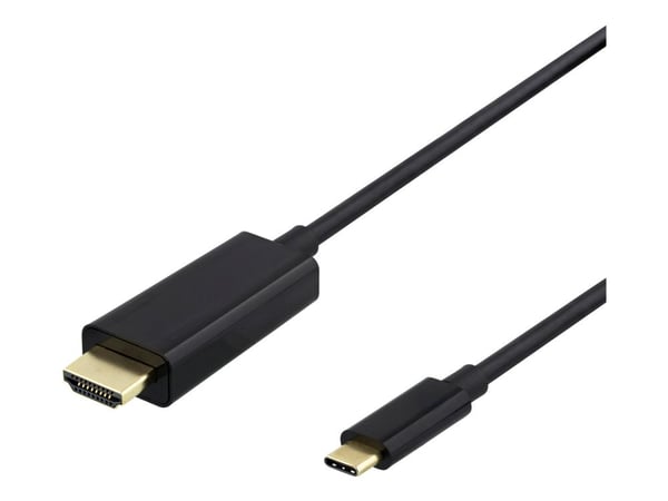 DELTACO - Adapterkabel - 24 pin USB-C hann til HDMI hann - 1 m - svart - 4K 30Hz støtte