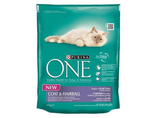Purina ONE COAT & HAIRBALL RICH IN CHICKEN, Vuxen, Kyckling, 800 g