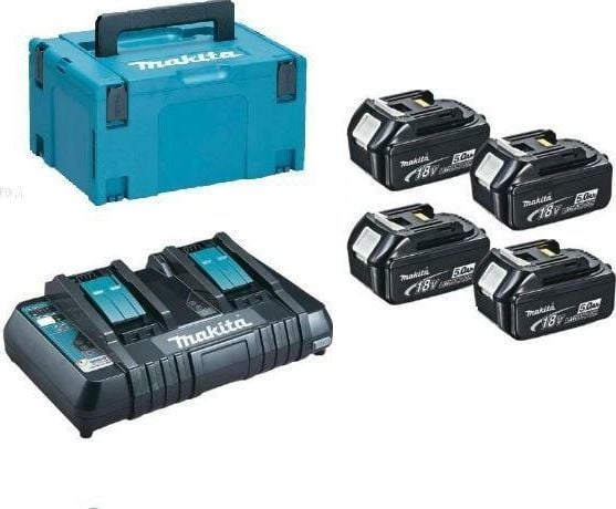 Makita PowerPack LXT - Batterilader + batteri 4 x - Li-Ion - 5 Ah - 90 Wh - 2 x batterier lader