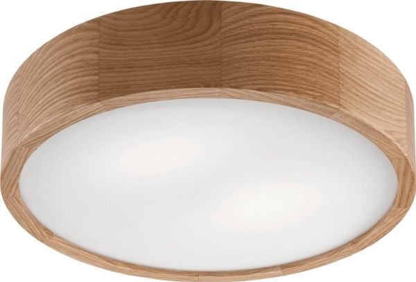 Lamkur Kattovalaisin Puinen tammiplafondi LED 3-pisteinen pyöreä 47cm