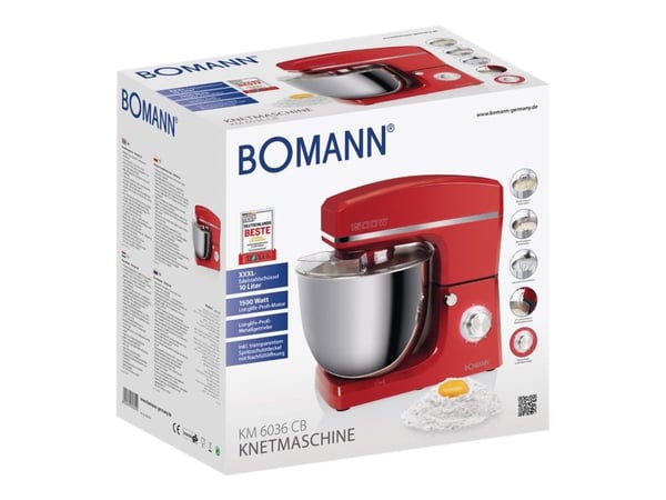 Bomann KM 6036 CB, 10 L, Punainen, Rotaatio, 6,5 kg, Ruostumaton teräs, 1500 W Bomann KM 6036 CB, 10 L, Punainen, Rotaatio, 6,5 kg, Ruostumaton teräs, 1500 W