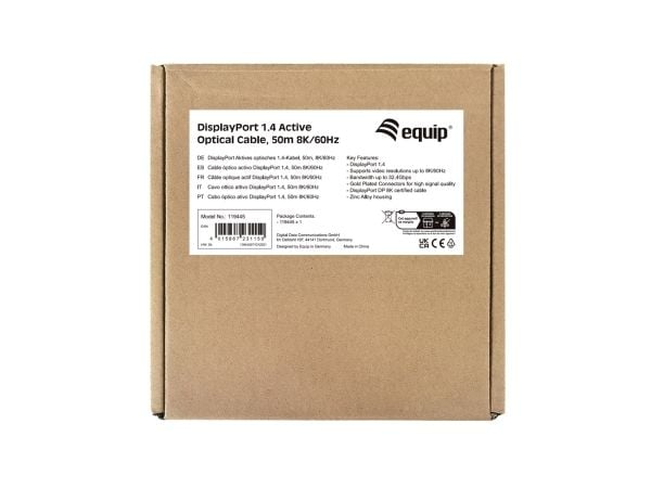 Utstyr - DisplayPort-kabel - DisplayPort (M) til DisplayPort (M) - DisplayPort 1,4 - 50 m - aktiv, støtter 8K 30 Hz (7680 x 4320) - Sort