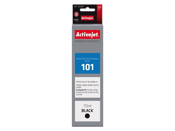 Activejet Epson 101 AE-101BK, Svart, Färgbaserat bläck, 70 ml, 1 styck, Enpack