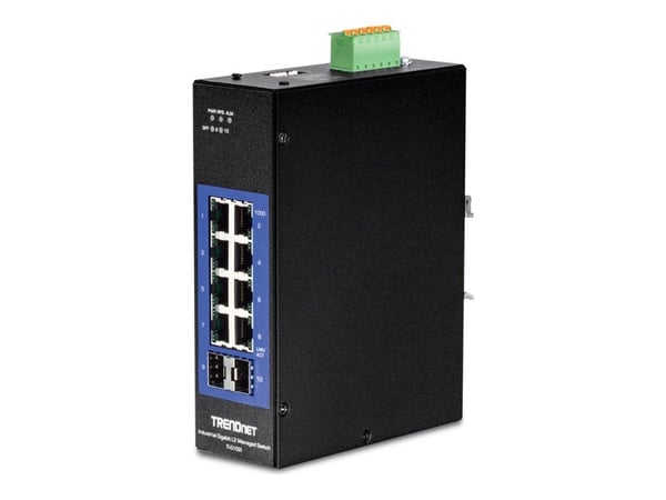 TRENDnet TI-G102i - Industrial - switch - Administrerad - 8 x 10/100/1000 + 2 x Gigabit SFP - DIN-skenmonterbar - likström - TAA-kompatibel