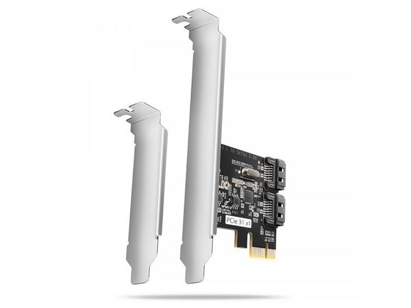 Axagon PCES-SJ2 PCIe-kontroller 2x intern SATA 6G-port JMB582 SP og LP-brikkesett