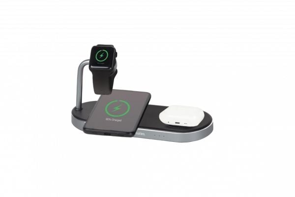 Verbatim - Trådløst ladestativ - 3-i-1 + AC-strømadapter - 35 watt - 4 A - for Apple AirPods with MagSafe Charging Case; AirPods Pro; iPhone 11, 12...