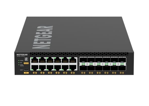 NETGEAR M4350 Series M4350-12X12F - Switch - L3 - Styrt - 12 x 1/2.5/5/10GBase-T + 12 x SFP+ - front til bakside-luftflyt - rackmonterbar