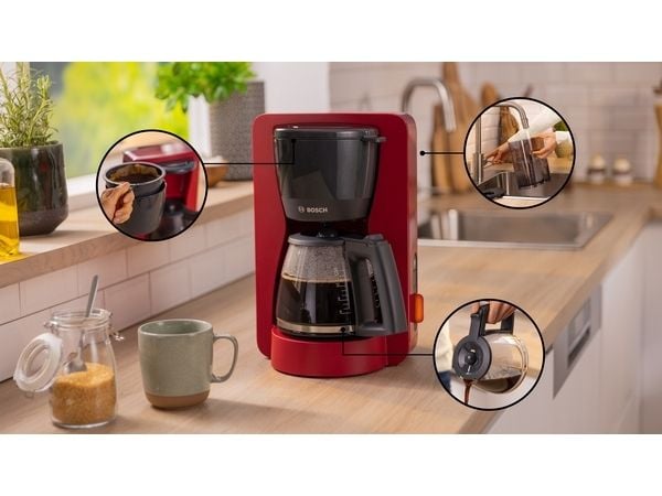 Bosch MyMoment TKA3M134 - Kaffemaskin - 10 kopper - rød