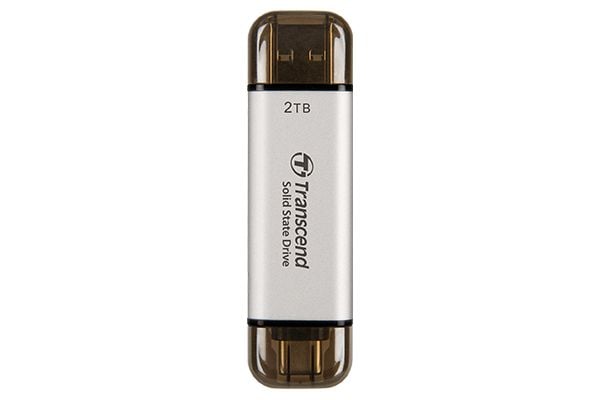 Transcend ESD310 - SSD - 2 TB - ekstern (bærbar) - USB 3.2 Gen 2x1 (USB-C kontakt) - sølv