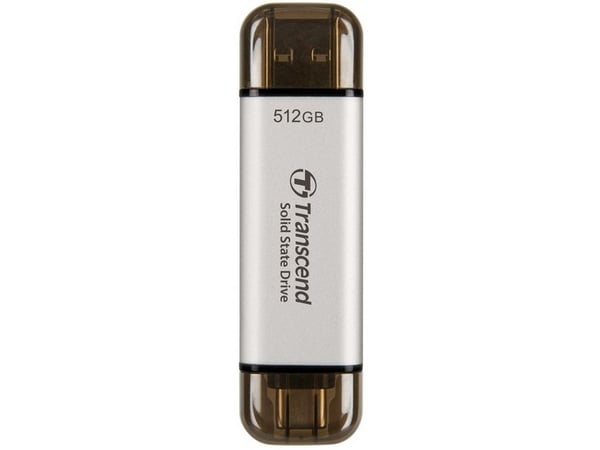 Transcend ESD310 - SSD - 512 GB - ekstern (bærbar) - USB 3.2 Gen 2x1 (USB-C kontakt) - sølv