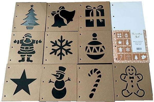 Stencils julemotiver 15x15 cm, 10 stk. assortert
