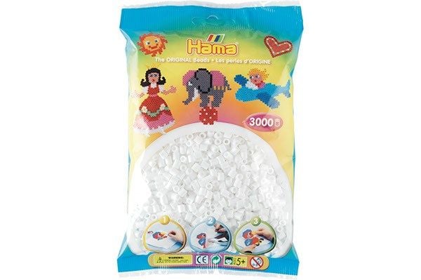 Hama Beads 201-01, Hvit, Rørperle, 3000 stykker