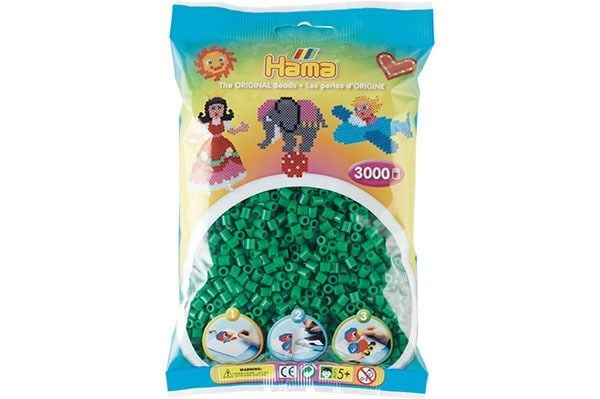 Hama Beads 201-10, Grønn, Rørperle, 3000 stykker