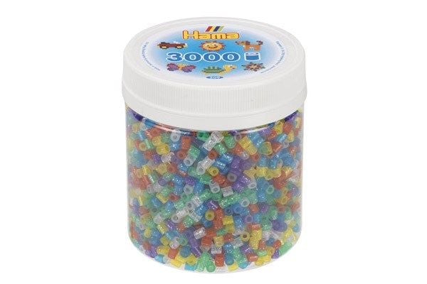 Hama midi perler glitter mix 54 i plastdåse (3000 stk.)