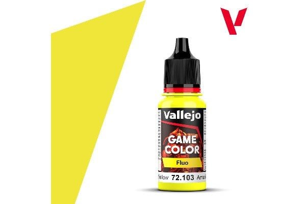 Vallejo 72.103, Gult, Matt, Fluorescent Yellow, Gult, Vannbasert, Metall, Plast
