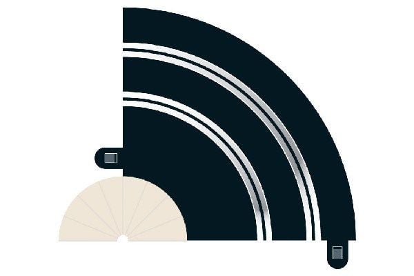 Bane 1 Hairpin-kurve 90° (2 stk per pakke)