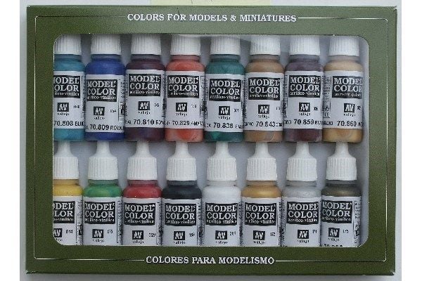 Vallejo 70.142, Sininen, Pronssi, Ruskea, Kulta, Vihreä, Purppura, Punainen, Hopea, Keltainen, Akryylimaali, Nestemäinen, 17 ml, 16 kpl |