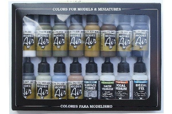 Vallejo 71.180, 17 ml, Blå, Brun, Grønn, Grå, Oliven, Rød, Gult, Matte, Flaske