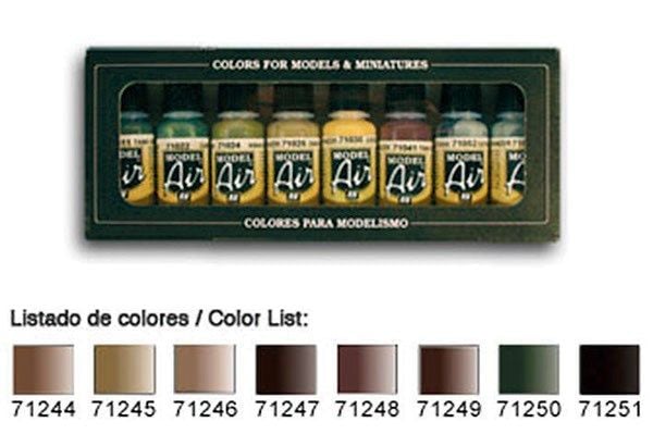 Vallejo 71.159, 17 ml, Beige, Musta, Ruskea, Vihreä, Harmaa, Oliivi, Matta, Pullo