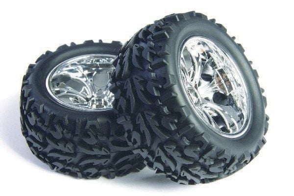 Hjul komplett, truggy, krom, 2 st