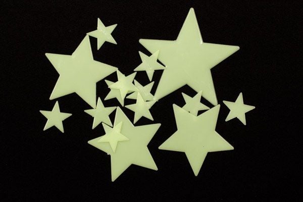 Glow-in-the-dark Stjerner 15stk. ass. i blister