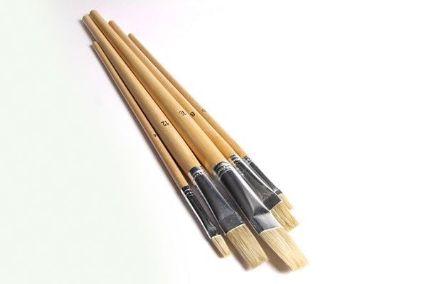 Kunstnerpensels sett natur skaft 5 stk