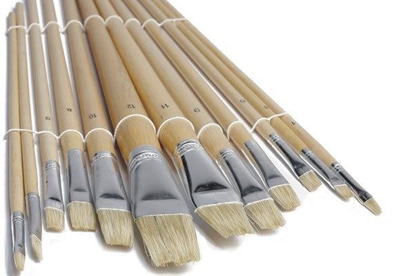 Kunstnerpenselsett natur skaft 12 stk